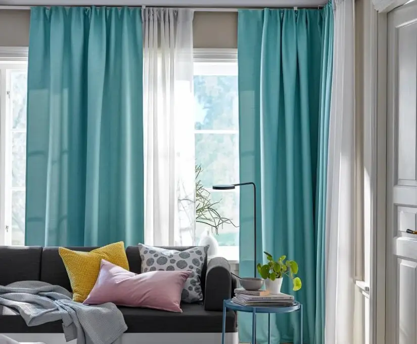 Teal Customized Sheer curtains supplier in UAE