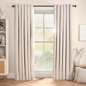 Beige Blackout Eyelet Curtain