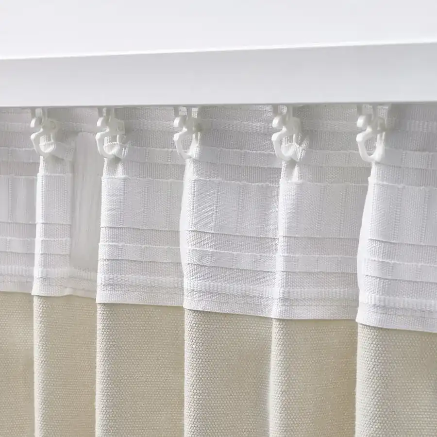 Beige Sheer Living Room Curtain Close