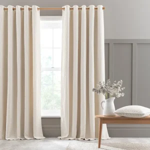 Beige Textured Blackout Window Curtain
