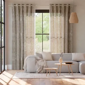 Beige Textured Sheer Window Curtain