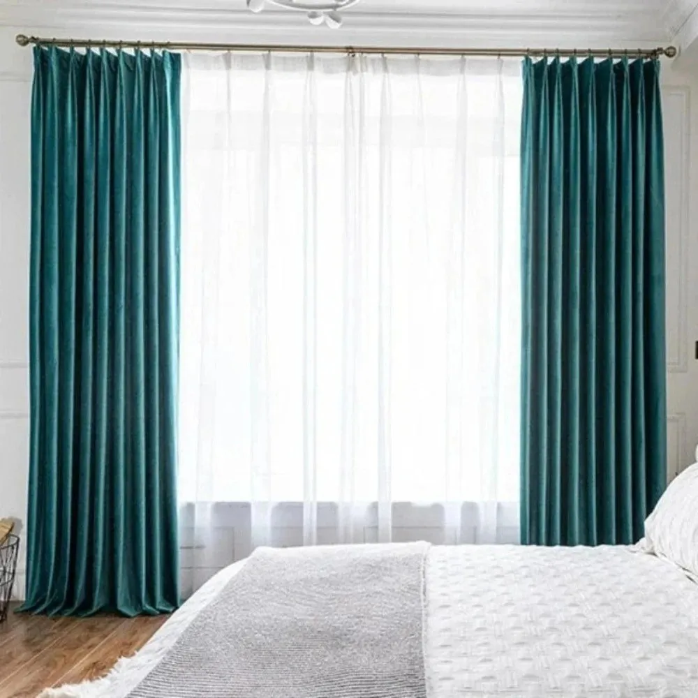 Blue Velvet Blackout Window Curtain