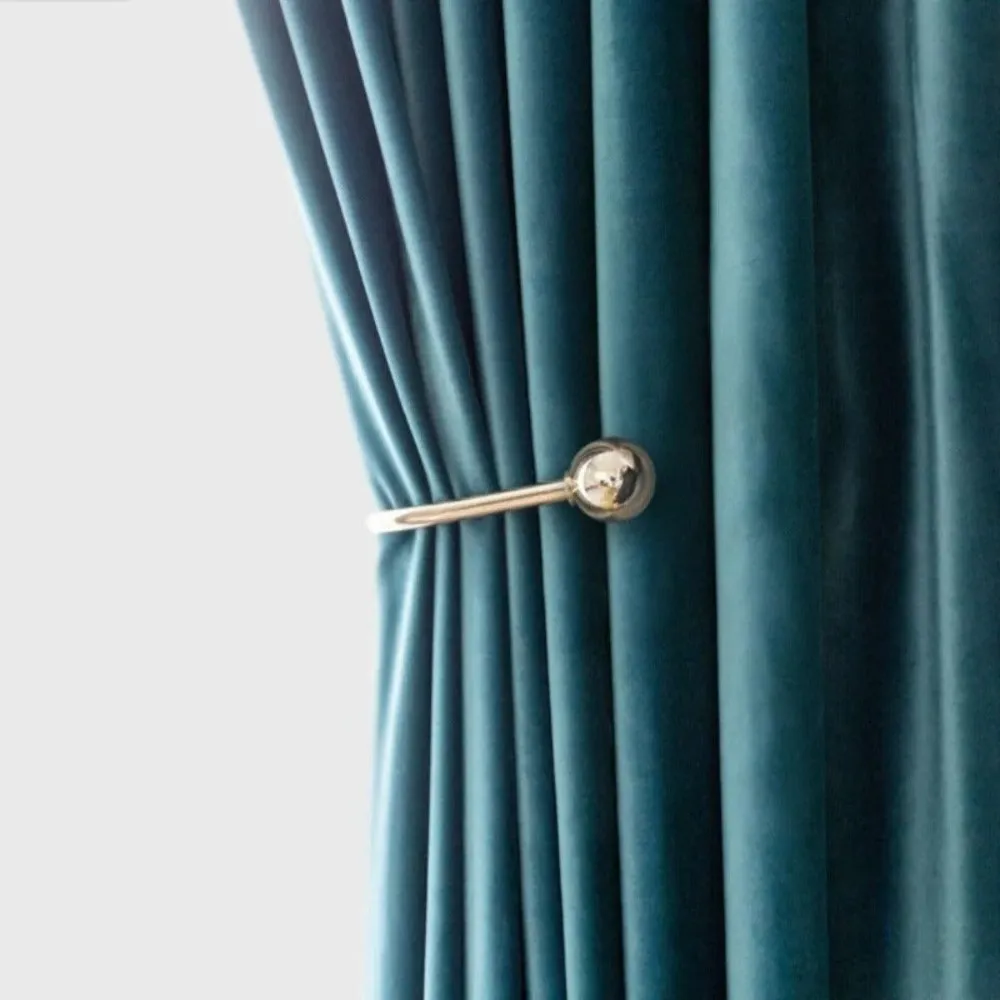 Blue Velvet Blackout Window Curtains Close