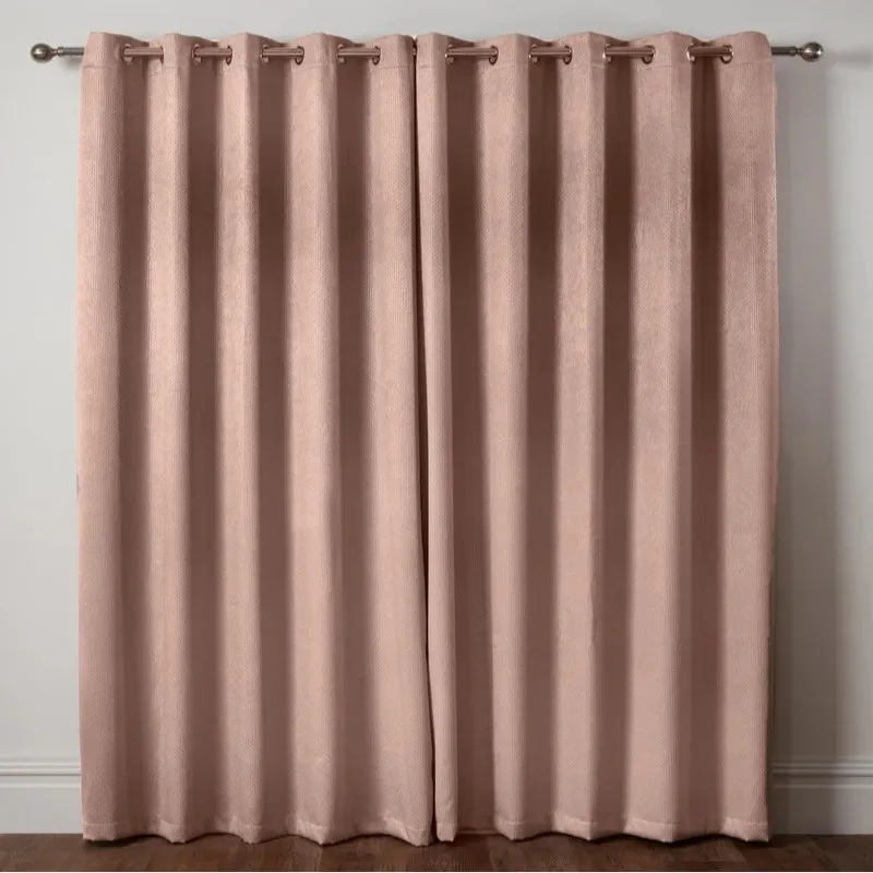 Blush Premium Woven Blackout Drapery Close