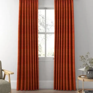 Burnt Orange Silk Blackout Window Curtain