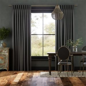 Charcoal Luxe Silk Curtain