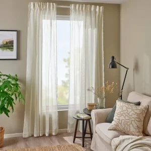 Cream Sheer Living Room Window Curtain