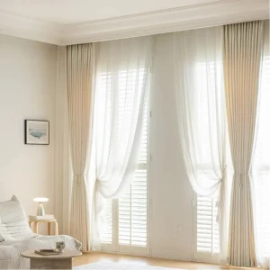 Cream Textured Blackout Drapery