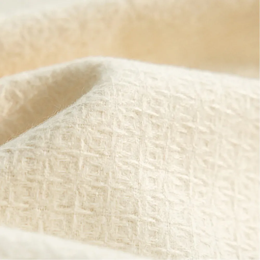 Cream Textured Blackout Drapery Close