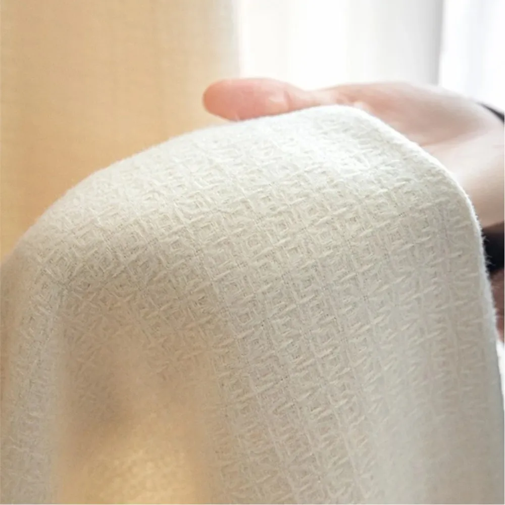 Cream Textured Blackout Drapery View