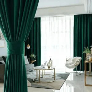 Emerald Green Velvet Blackout Drapery View