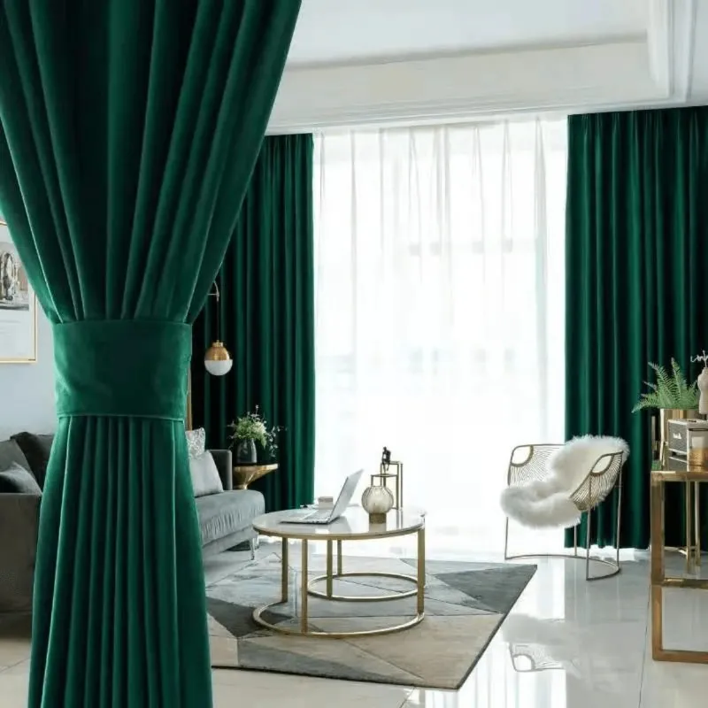 Emerald Green Velvet Blackout Drapery View