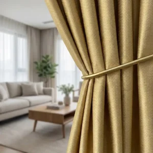 Gold Chevron Silk Curtain
