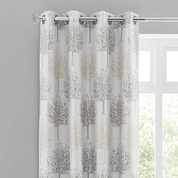 Grey Tree Print Blackout Curtain View