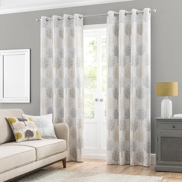 Grey Tree Print Blackout Curtain