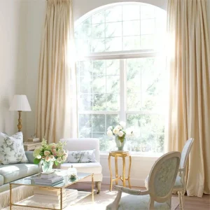 Ivory Beige Silk Window Curtain