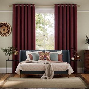 Maroon Faux Silk Curtain