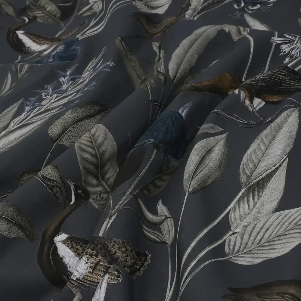 Midnight Fern Luxe Blackout Curtain Close