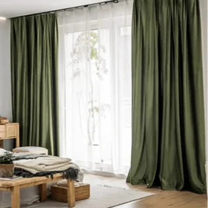 Olive Green Velvet Blackout Drapery