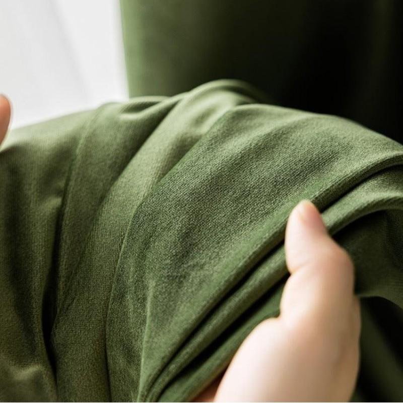 Olive Green Velvet Blackout Drapery Close