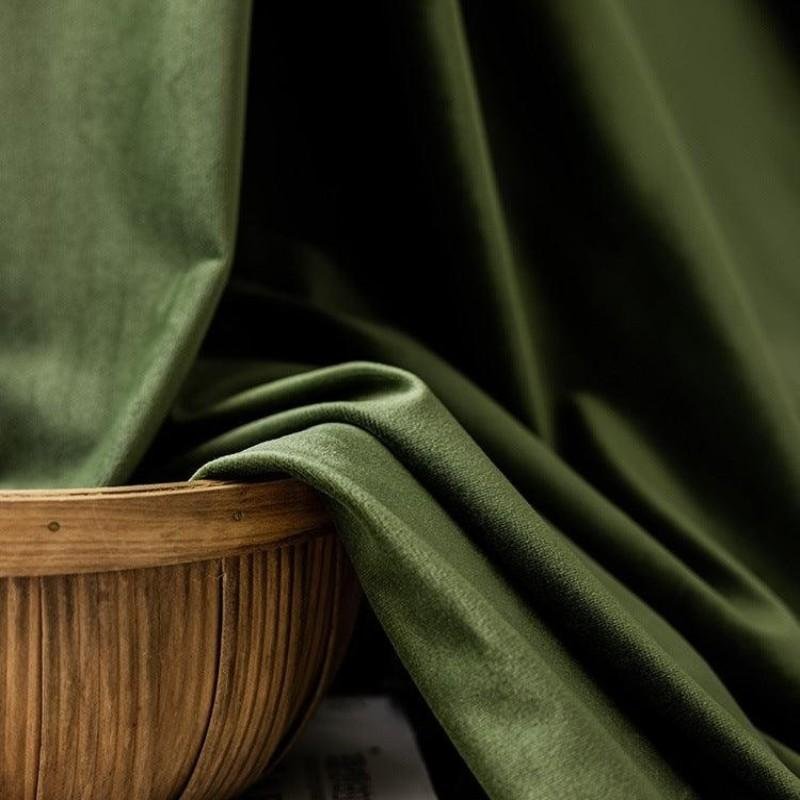 Olive Green Velvet Blackout Drapery View