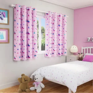 Pink Kids Eyelet Curtain
