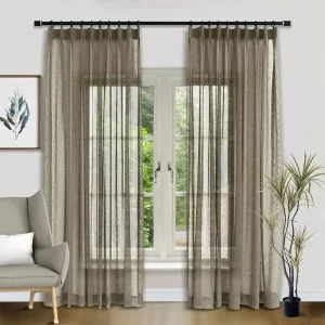 Taupe Linen Sheer Window Curtain