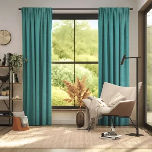 Teal Silk Blackout Curtain