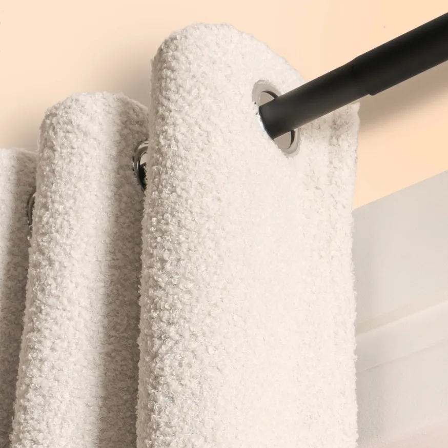 Textured Cream Eyelet Blackout Curtain View