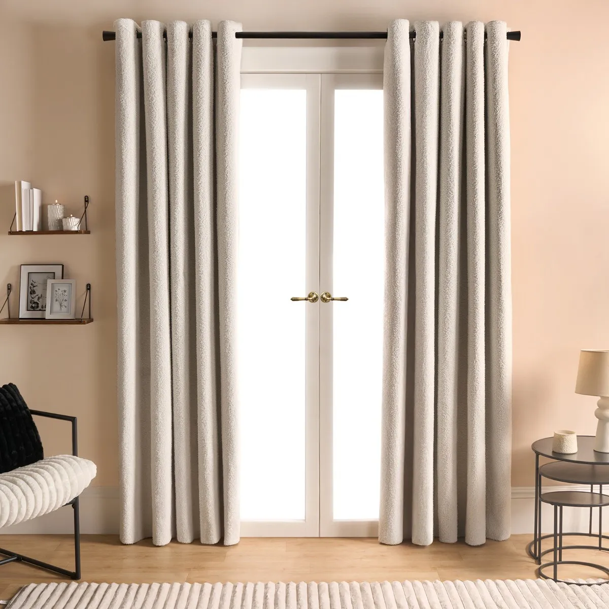Textured Cream Eyelet Blackout Curtain