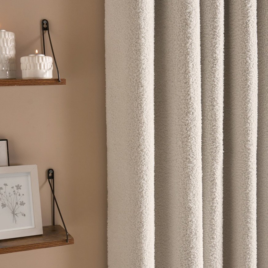 Textured Cream Eyelet Blackout Curtains