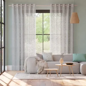 White Floral Sheer Window Curtain