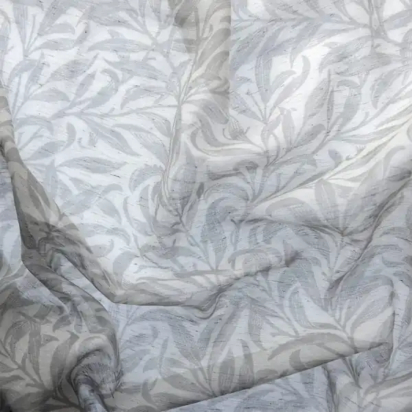 White Floral Sheer Window Curtain View