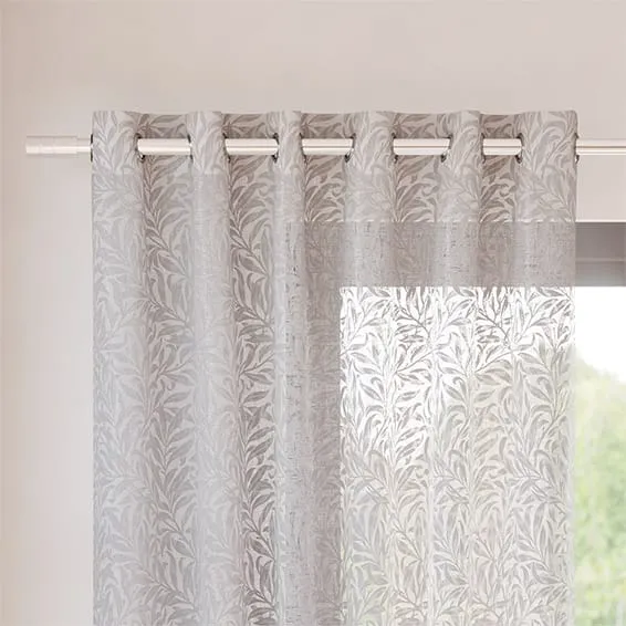 White Floral Sheer Window Curtains
