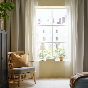 White Sheer Bedroom Window Curtain