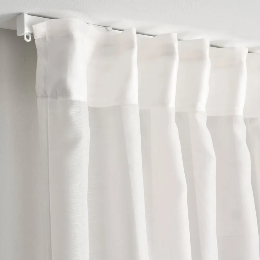 White Sheer Door Window Curtain Close