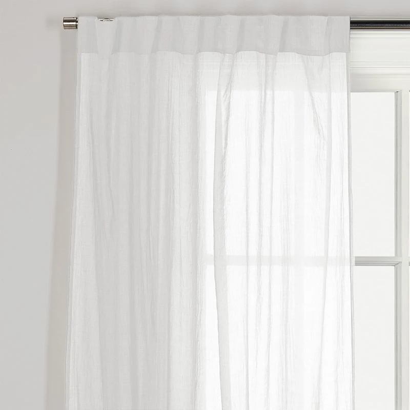 White Sheer Rod Pocket Window Curtain View
