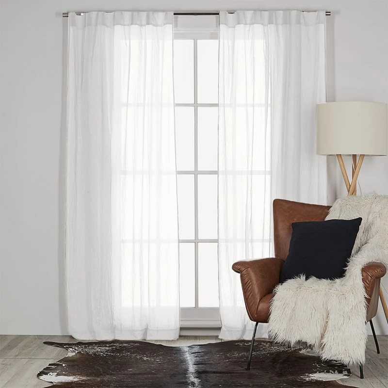 White Sheer Rod Pocket Window Curtain