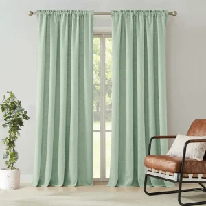 Classic Green Cotton Pleated Window Curtain