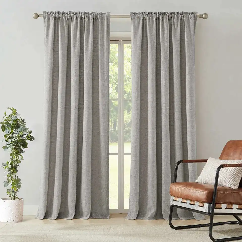 Classic Grey Cotton Window Curtain