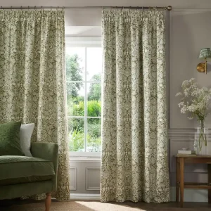 Floral Green Cotton Blackout Curtain