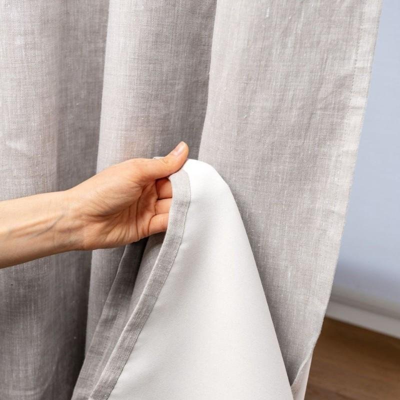 Light Grey Linen Loop Top Curtain View