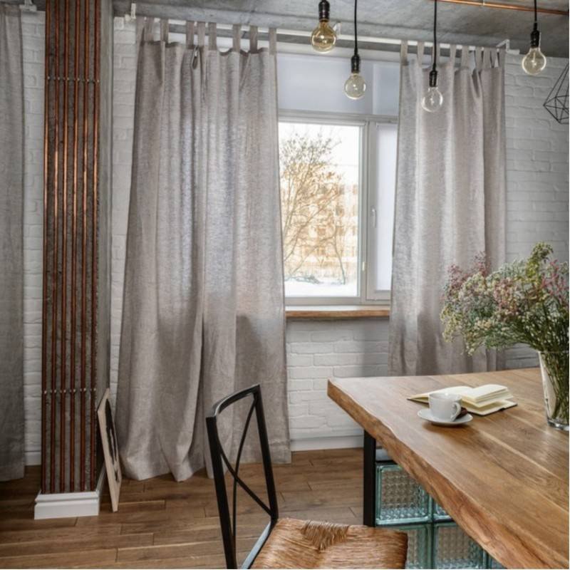 Light Grey Linen Loop Top Curtain