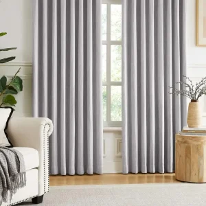 Light Grey Cotton Pleated Window Curtain