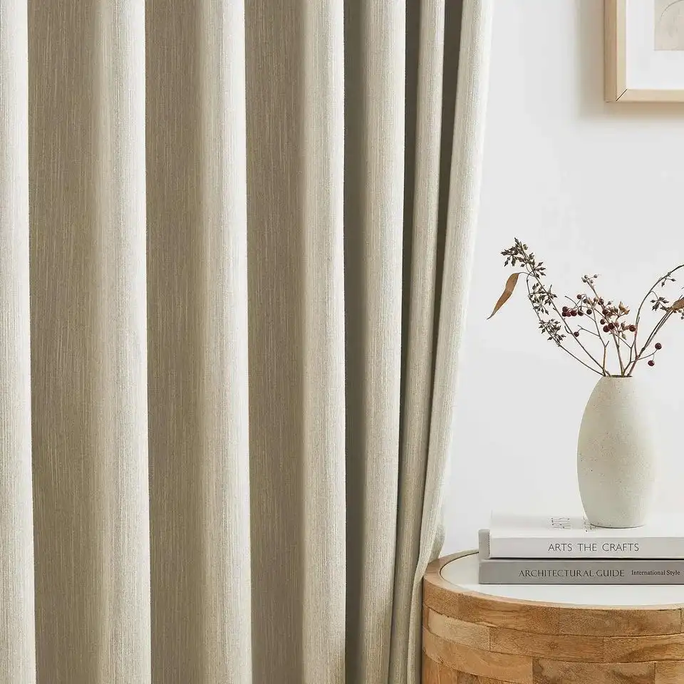Natural Beige Cotton Window Curtains