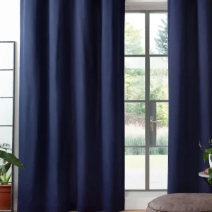Navy Blue Cotton Window Curtain