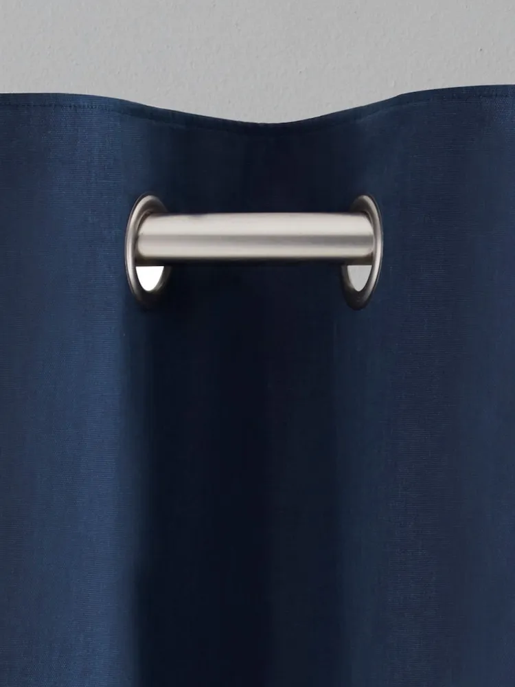 Navy Blue Cotton Window Curtain Close
