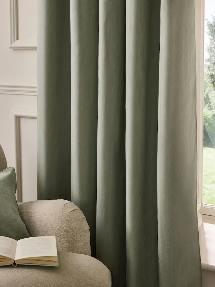 Olive Green Cotton Window Curtains