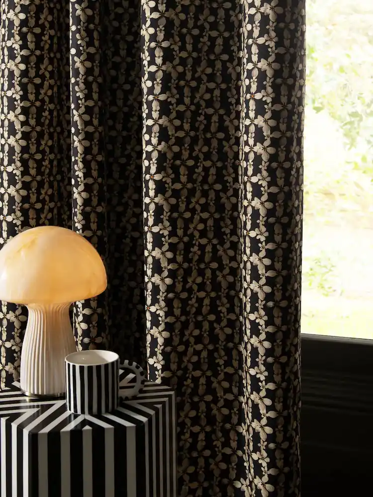 Printed Cotton Blackout Eyelet Curtain View