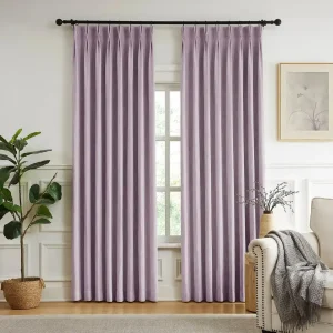 Purple Cotton Pleated Window Curtain